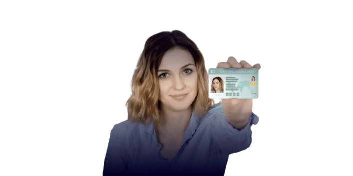 Lady holding a JayPrint fake ID